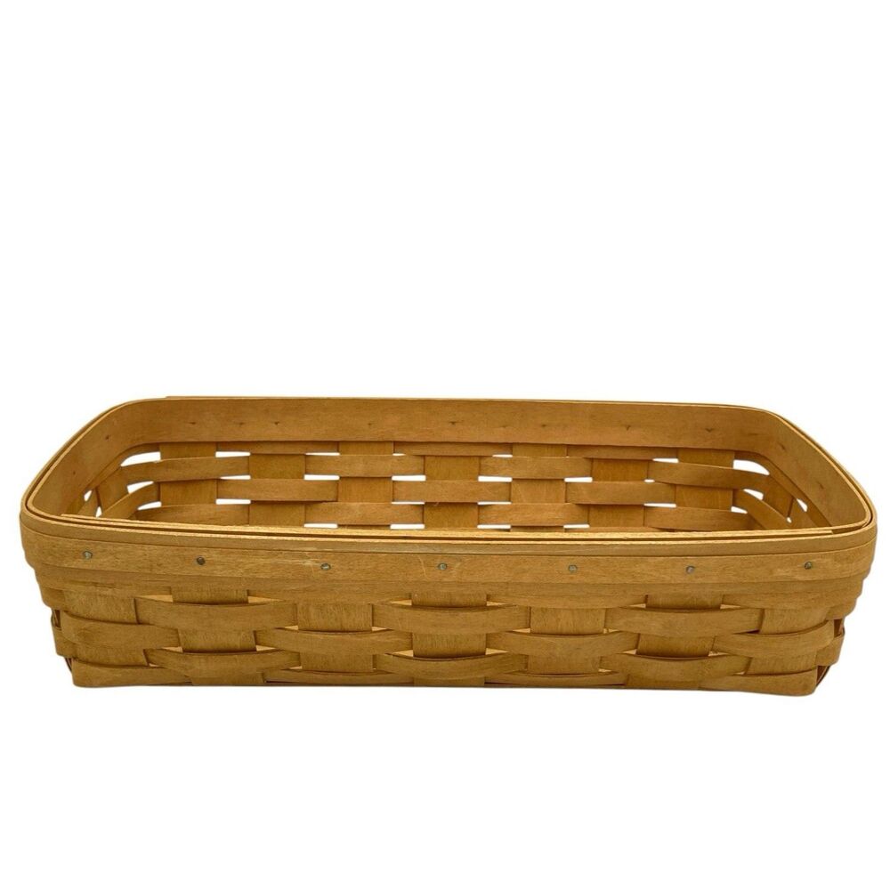 Longaberger Handwoven Oblong Rectangle Basket Bread Signed 2004 Planter